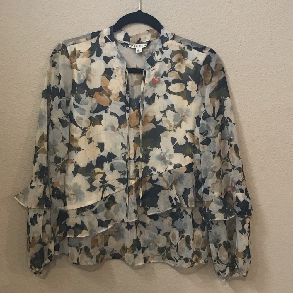 Zac & Rachel Blue Floral Blouse